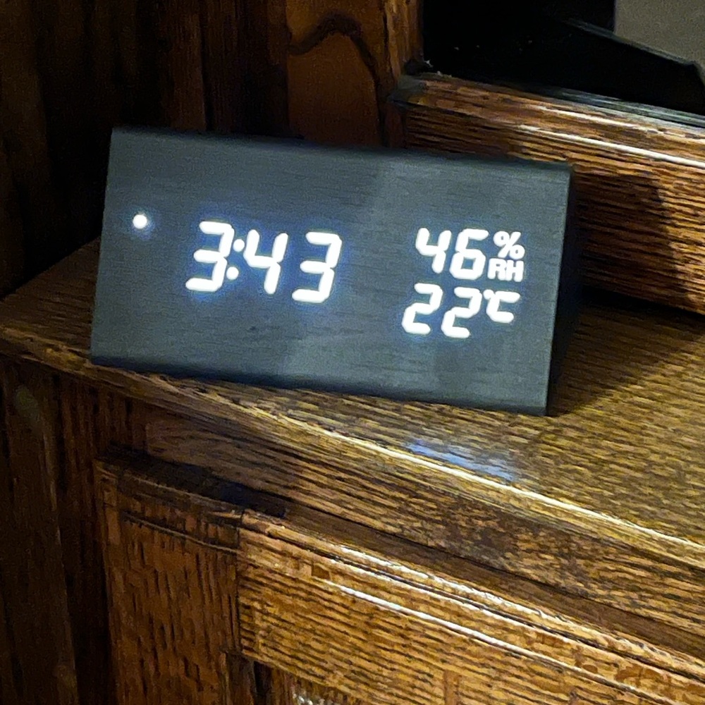 Black Digital LED Multi Function Alarm Clock-Temperature and Humidity Display - Picture 3 of 9